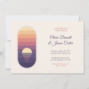 Golden Hour Sunset Bands Wedding Invitation