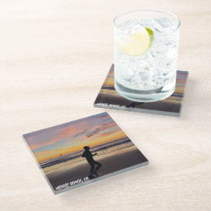 Golden Hour Sunset - Venice Beach, CA  Glass Coaster