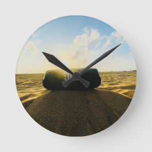 Golden Hour Tides Round Clock
