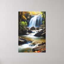 Golden Hour Waterfall - Realistic Nature Landscape