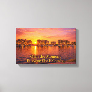 Golden Hour Waterfront Cityscape Print   Sunset Ma