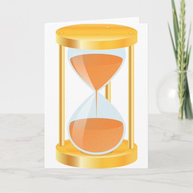Golden Hourglass Timer with Sand Flow Card (Front)