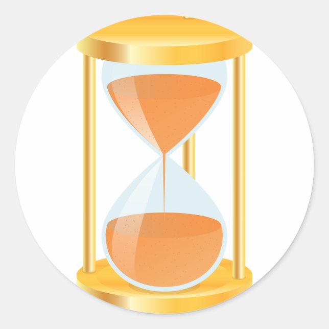 Golden Hourglass Timer with Sand Flow Classic Round Sticker (Front)