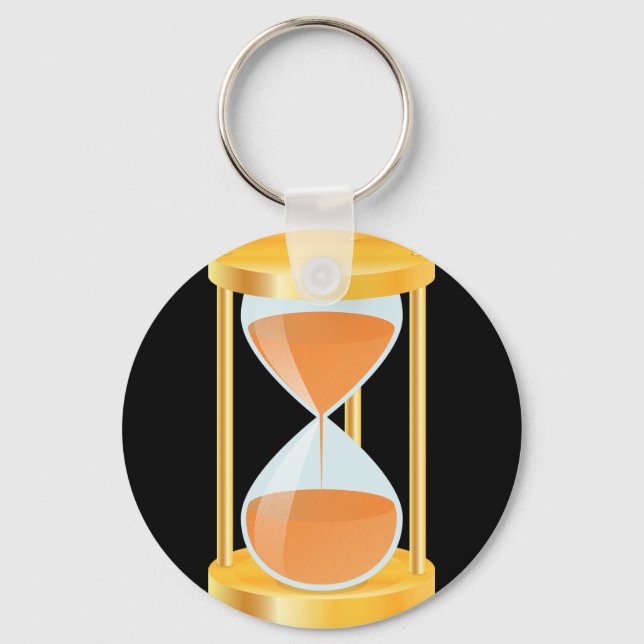 Golden Hourglass Timer with Sand Flow Key Ring (Front)