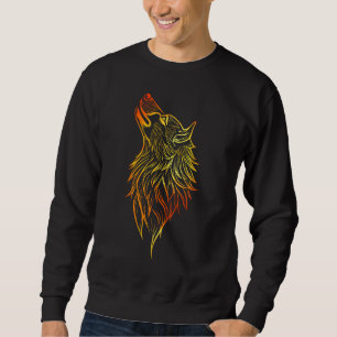 Golden Howling Wolf – Tribal Spirit Animal Design Sweatshirt