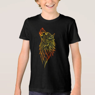 Golden Howling Wolf – Tribal Spirit Animal Design Tri-Blend Shirt