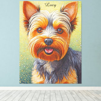 Golden Hued Yorkshire Terrier Radiant Dog Portrait Canvas Print