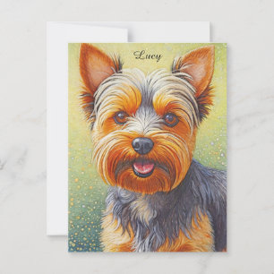 Golden Hued Yorkshire Terrier Radiant Dog Portrait Postcard