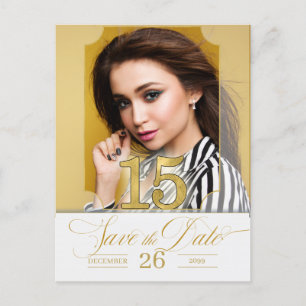 Golden Hues Save the Date English Version Announcement Postcard