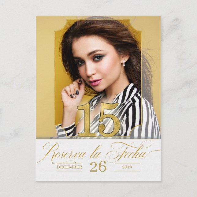 Golden Hues Save the Date Spanish Reserva la Fecha Announcement Postcard (Front)