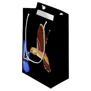 Golden Hummingbird and Blue Hibiscus Small Gift Bag