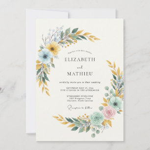 Golden Ice Leafy Wedding Invitation