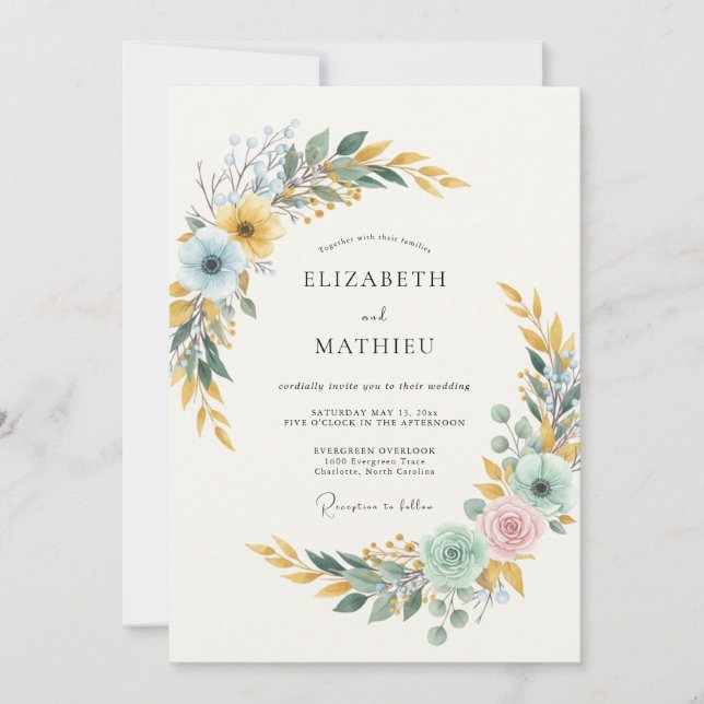 Golden Ice Leafy Wedding Invitation (Front)