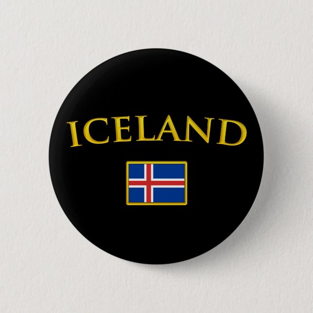 Golden Iceland 6 Cm Round Badge (Front)
