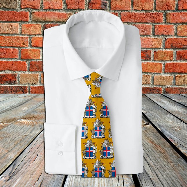 Golden Iceland Emblem fashion Tie, Icelandic Flag Tie (Creator Uploaded)