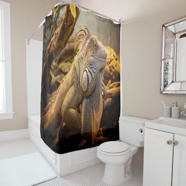 Golden Iguana Shower Curtain (In Situ)