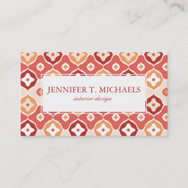 Golden ikat geometric pattern business card (Front)