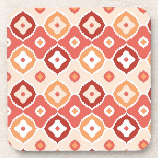 Golden ikat geometric pattern coaster (Front)