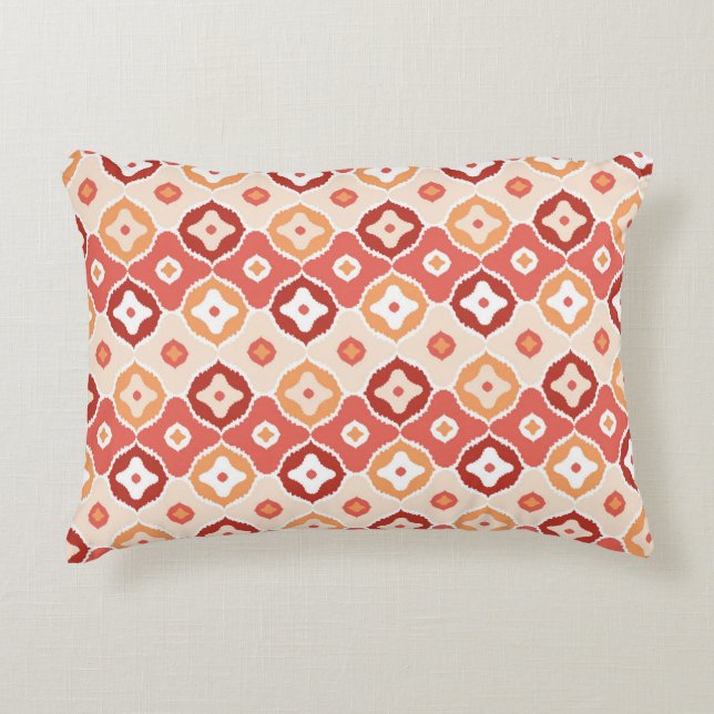 Golden ikat geometric pattern decorative cushion (Front)