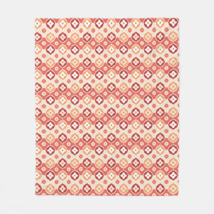 Golden ikat geometric pattern fleece blanket