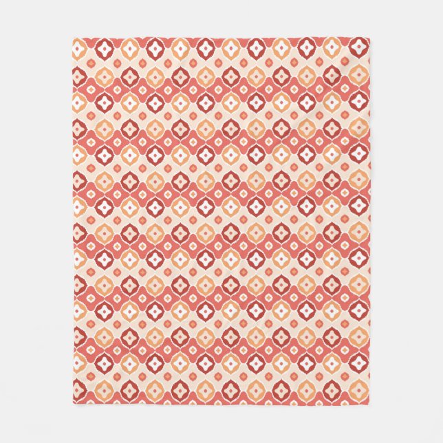 Golden ikat geometric pattern fleece blanket (Front)