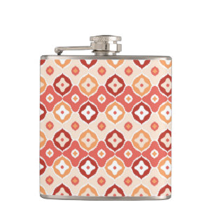 Golden ikat geometric pattern hip flask