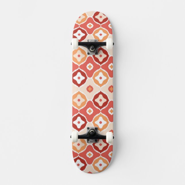 Golden ikat geometric pattern skateboard (Front)