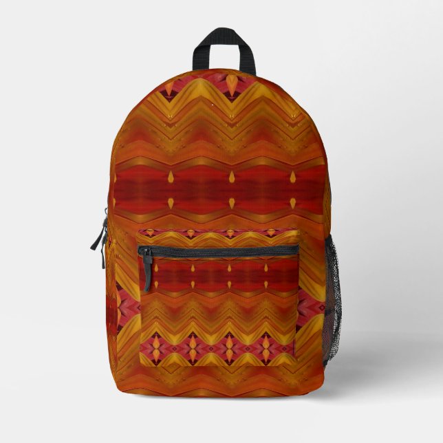 Golden Ikat Printed Backpack (Front)