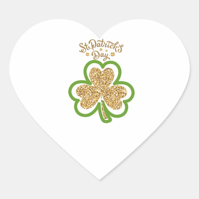  Golden Illustrated Minimalist St. Patrick's Day  Heart Sticker (Front)