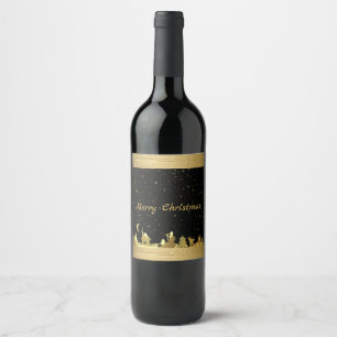 Golden Illustration Christmas Spirit Wine Label