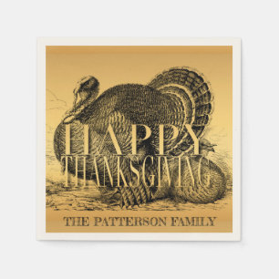 Golden illustration Turkey personalised P Napkin