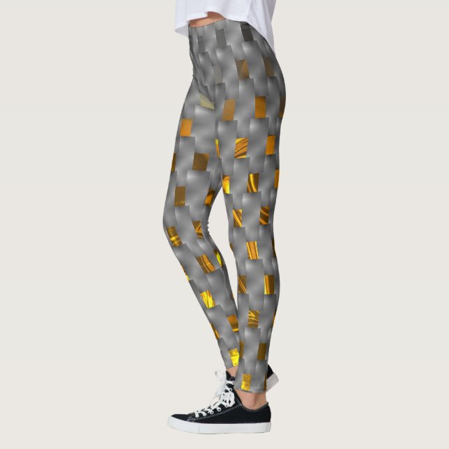 Golden image up grey plates, rectangular shapes leggings (Left)