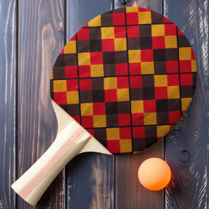 Golden Inferno Plaid Ping Pong Paddle