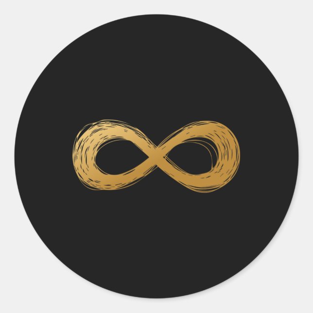 Golden Infinity Neurodiversity Symbol - Autism Awa Classic Round Sticker (Front)