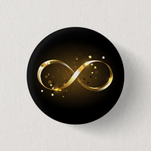Golden Infinity Symbol 3 Cm Round Badge