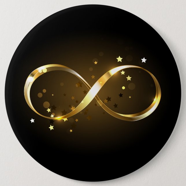 Golden Infinity Symbol 6 Cm Round Badge (Front)
