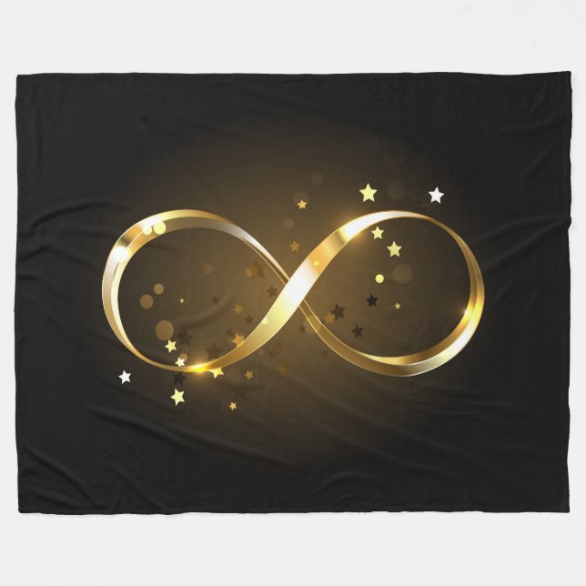 Golden Infinity Symbol Fleece Blanket (Front (Horizontal))