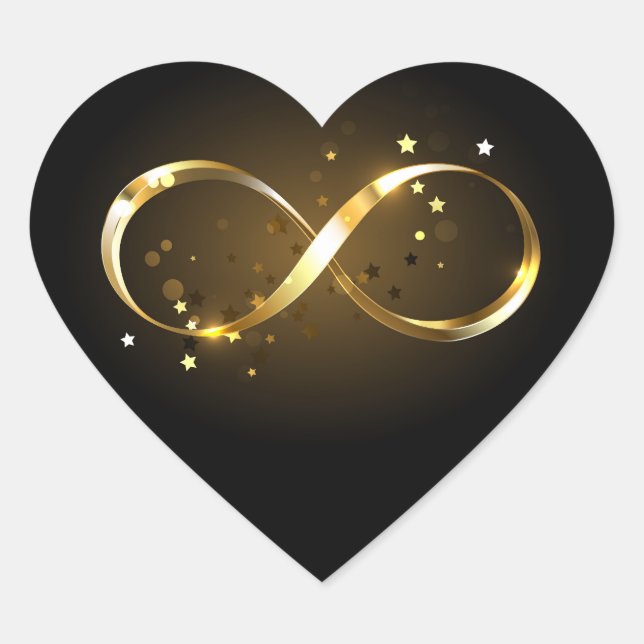 Golden Infinity Symbol Heart Sticker (Front)