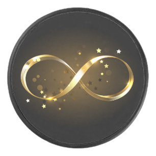 Golden Infinity Symbol Hockey Puck