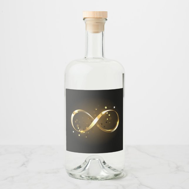 Golden Infinity Symbol Liquor Bottle Label (Front)