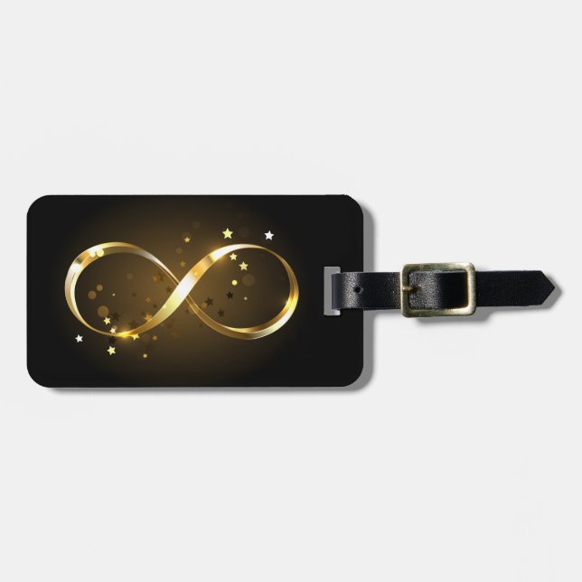 Golden Infinity Symbol Luggage Tag (Front Horizontal)