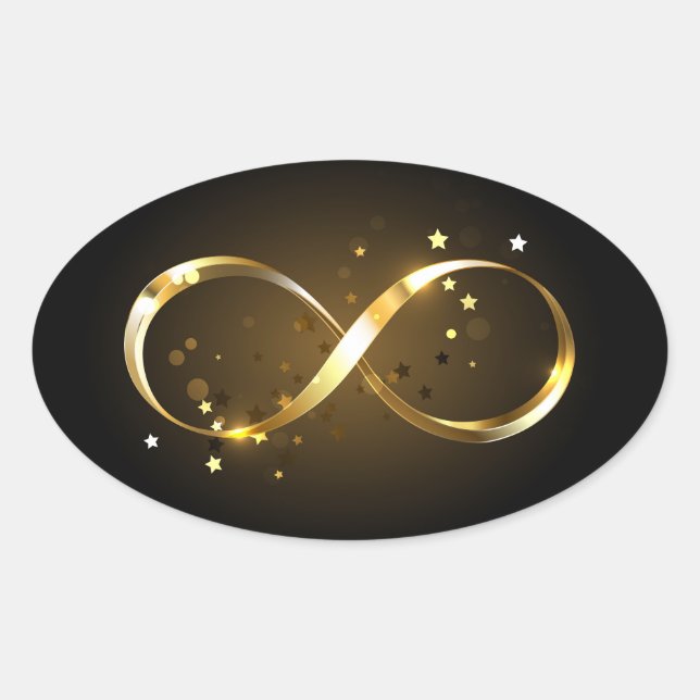 Golden Infinity Symbol Oval Sticker (Front)