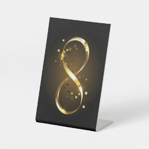 Golden Infinity Symbol Pedestal Sign