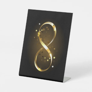 Golden Infinity Symbol Pedestal Sign