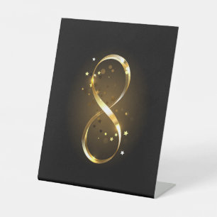 Golden Infinity Symbol Pedestal Sign