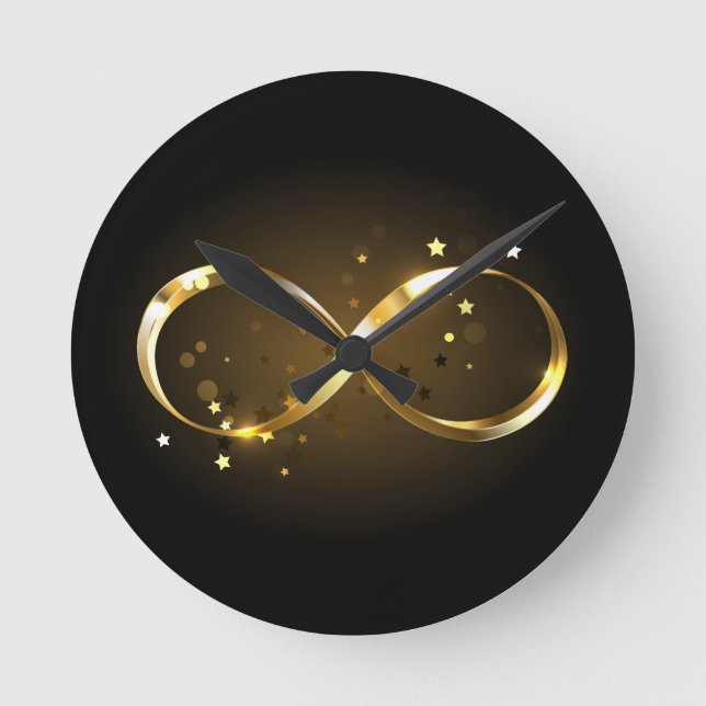 Golden Infinity Symbol Round Clock (Front)