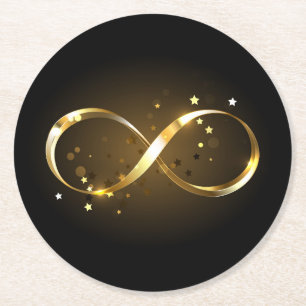 Golden Infinity Symbol Round Paper Coaster