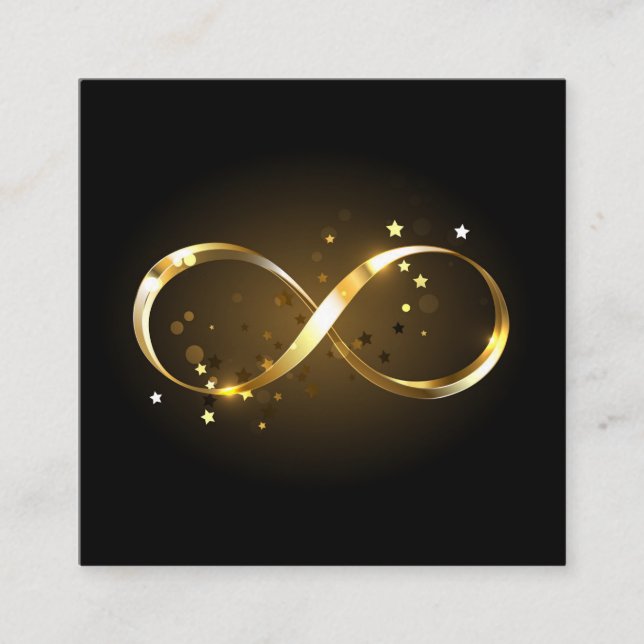 Golden Infinity Symbol Square Business Card (Front)