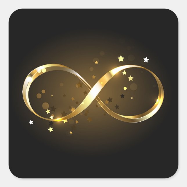 Golden Infinity Symbol Square Sticker (Front)