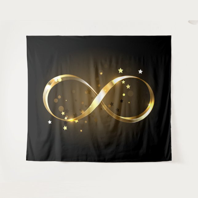Golden Infinity Symbol Tapestry (Front (Horizontal))